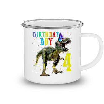 Boys Rawr Im 4 4Th Birthday Dinosaur Camping Mug - Seseable