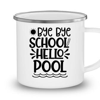 Bye Bye School Hello Pool Wave Black Graphic Camping Mug - Seseable