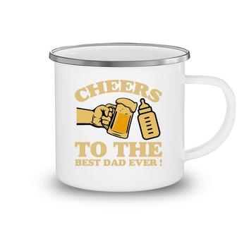 Cheers To The Best Dad Ever Yellow Letter Fathers Day Camping Mug - Seseable