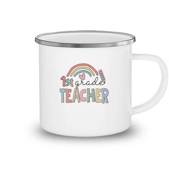 Colorful Rainbow 1St Grade Teacher Custom For Teacher Camping Mug - Seseable