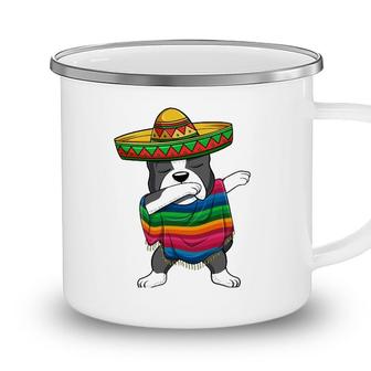 Dabbing Boston Terrier Mexican Poncho Sombrero Cinco De Mayo Camping Mug - Seseable
