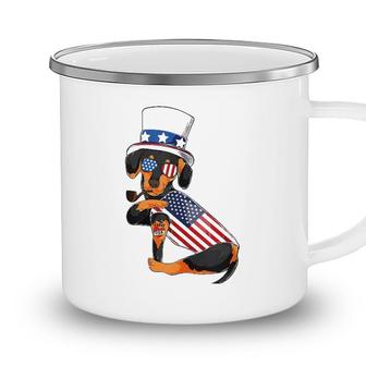 Dachshund Dog Merica 4Th Of July Usa American Flag Men Women Camping Mug - Seseable