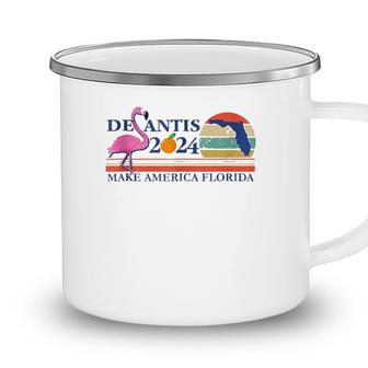 Desantis 2024 Make America Florida Flamingo Vintage Retro Camping Mug - Seseable