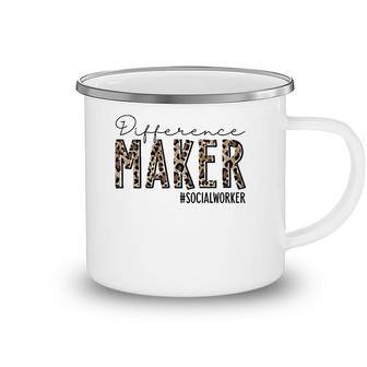 Difference Maker Social Worker Leopard Social Worker Funny Camping Mug | Mazezy