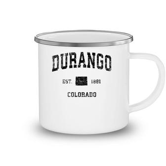 Durango Colorado Co Vintage Sports Design Black Print Camping Mug | Mazezy