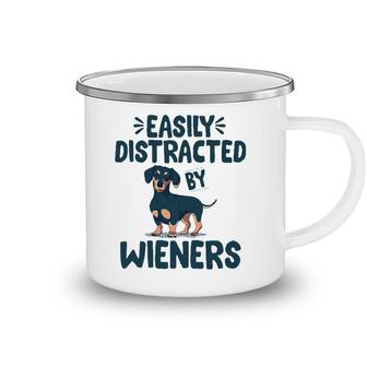 Easily Distracted By Wieners Funny Dackel Dachshund Camping Mug | Mazezy