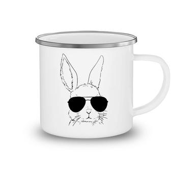 Easter Bunny Rabbit With Glasses Easter Day Men Boys Kids Camping Mug | Mazezy