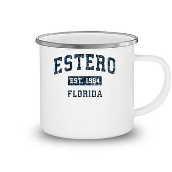 Estero Florida Fl Vintage Sports Design Navy Print Camping Mug | Mazezy