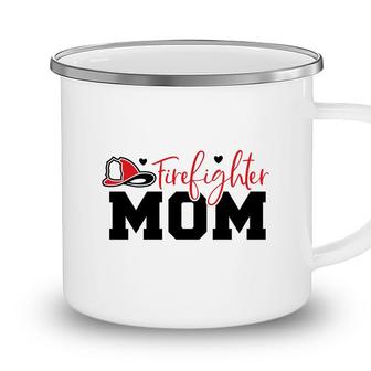 Firefighter Mom Red Black Graphic Meaningful Camping Mug - Seseable