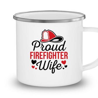 Firefighter Proud Wife Red Heart Black Graphic Meaningful Camping Mug - Seseable