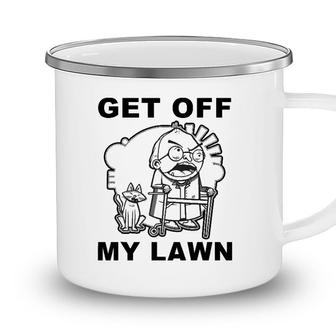 Funny Grumpy Old Man Get Off My Lawn Camping Mug - Seseable