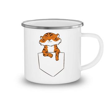 Funny Tiger In Pocket Kids Love Tigers Lion In Pocket Camping Mug | Mazezy
