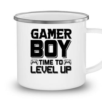 Gamer Boy Time To Level Up Black Design Birthday Boy Matching Video Gamer Camping Mug - Seseable