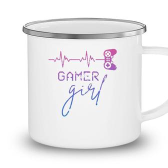 Gamer Girl Cute Heartbeat Gamer For Girl Video Game Lovers Camping Mug - Seseable
