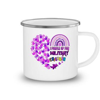 Heart Military Child Month - Purple Up For Military Kids Camping Mug - Seseable