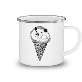 Hedgie Cone Funny Hedgehog Ice Cream Graphic Camping Mug | Mazezy