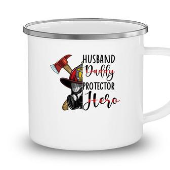 Husband Daddy Protector Here Firefighter Camping Mug - Seseable