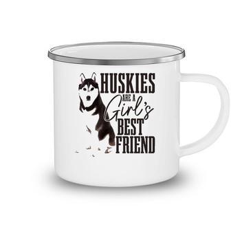 Husky Are Girls Best Friend Funny Siberian Husky Mom Camping Mug | Mazezy