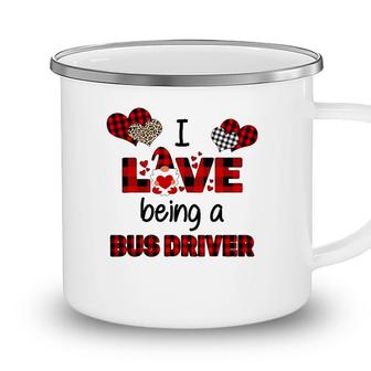 I Love Being A School Bus Driver Valentines Day Camping Mug - Seseable