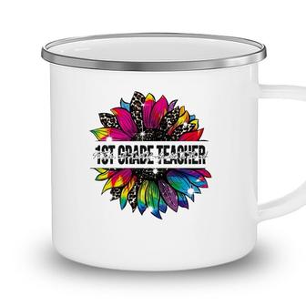 It Takes A Lot Of Sparkle To Be A 1St Grade Teacher Tie Dye Leopard Sunflower Camping Mug - Seseable