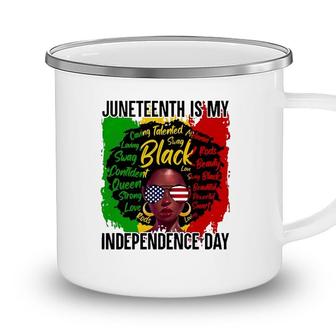 Juneteenth Is My Independence Day Black Queen American Flag Sunglasses Camping Mug - Seseable