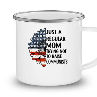 Just A Regular Mom Trying Not To Raise Communists Sunflower Camping Mug - Seseable