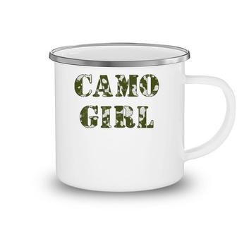 Kids Camo Girl Pink Camouflage On Pink Camping Mug | Mazezy