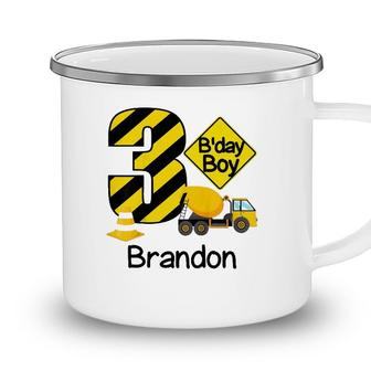 Kids Construction 3Rd Birthday Brandon Boys 3 Years Old Party Camping Mug - Seseable