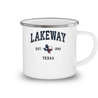 Lakeway Texas Tx Vintage State Flag Sports Navy Design Camping Mug | Mazezy