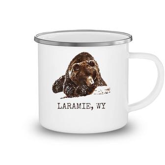 Laramie Wy Brown Grizzly Bear In Snow Wyoming Gift Camping Mug | Mazezy