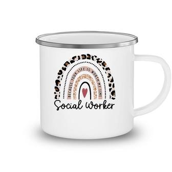 Leopard Rainbow Social Worker Funny Social Worker Christmas Camping Mug | Mazezy