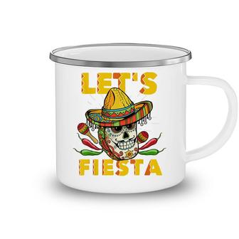 Lets Fiesta Cinco De Mayo Mexican Theme Party Guitar Lover Camping Mug - Seseable