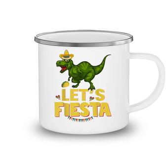 Lets Fiesta Sombrero Dinosaur Lover Funny Cinco De Mayo Camping Mug - Seseable