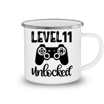 Level 11 Unlocked Full Black Cool Game 11Th Birthday Camping Mug - Seseable