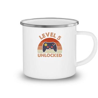 Level 5 Unlocked Orange Retro 5Th Birthday Camping Mug - Seseable