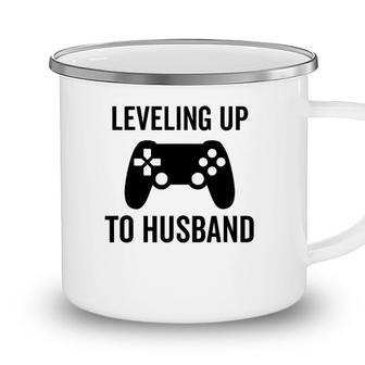 Leveling Up To Husband Engagement Groom Video Game Lover Camping Mug - Seseable