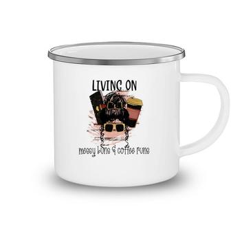 Living On Messy Bun And Coffee Buns Coffee And Book Lover Camping Mug - Seseable