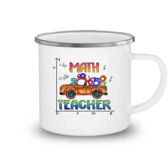 Math Teacher Trucks Transport Useful Knowledge To Students With Numbers Camping Mug - Seseable