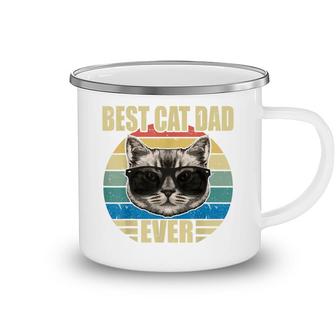 Mens Funny Vintage Cat Daddy Fathers Day Best Cat Dad Ever Camping Mug - Seseable