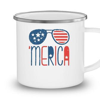 Merica American Flag Aviators Toddler4th July Usa Flag Sunglass Camping Mug - Seseable