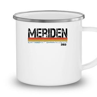 Meridan Conn Area Code 203 Vintage Stripes Gift & Sovenir Camping Mug - Seseable