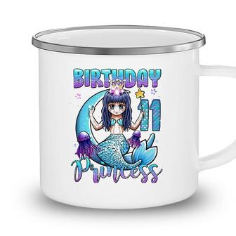 Mermaid Birthday Girl 11 Years Old Mermaid 11Th Birthday Camping Mug - Seseable