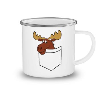 Moose In A Pocket Elk Cute Canadian Moose In Pocket Camping Mug | Mazezy