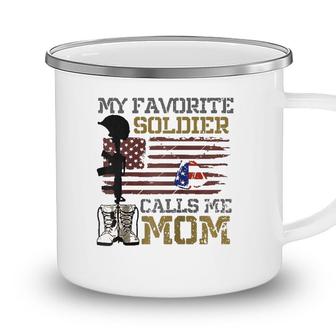 My Favorite Soldier Calls Me Mom Proud Army Mom Raglan Baseball Tee Camping Mug - Seseable