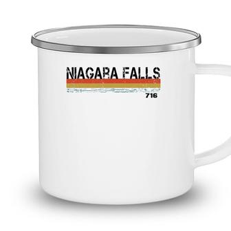 Niagara Falls Ny Area Code 716 Vintage Stripes Camping Mug - Seseable