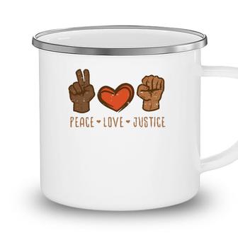 Peace Love Justice Fist Black Lives Matter Blm African Gift Camping Mug - Seseable