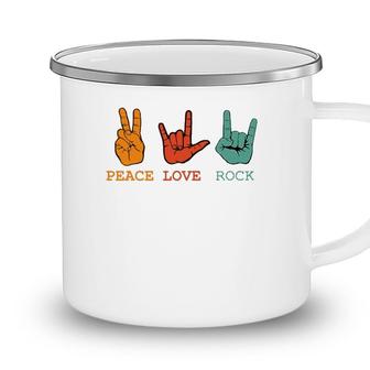 Peace Love Rock And Roll Retro Vintage Peace Loving Musician Camping Mug - Seseable