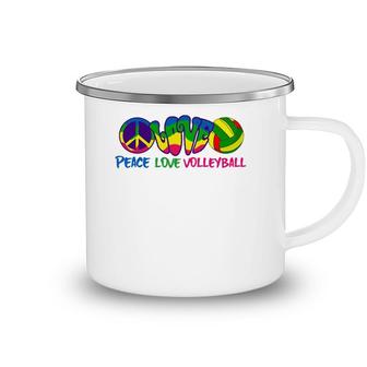 Peace Love Volleyball-Retro Stryle Volleyball Apparel Gifts Camping Mug | Mazezy