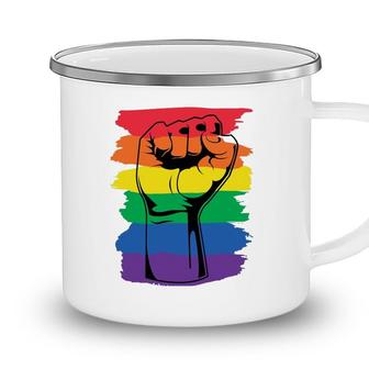 Pride Month Merch Lgbt Rainbow Fist Lgbtq Gay Pride Camping Mug - Seseable
