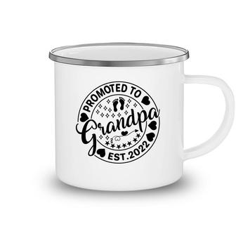 Promoted To Grandpa Est 2022 Circle Black Graphic Fathers Day Camping Mug - Seseable